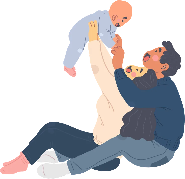 Orang tua bermain dengan bayi